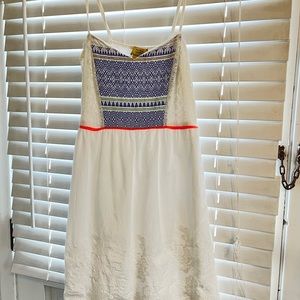 Flying Tomato white sundress beautiful embroidered detailing, adjustable straps